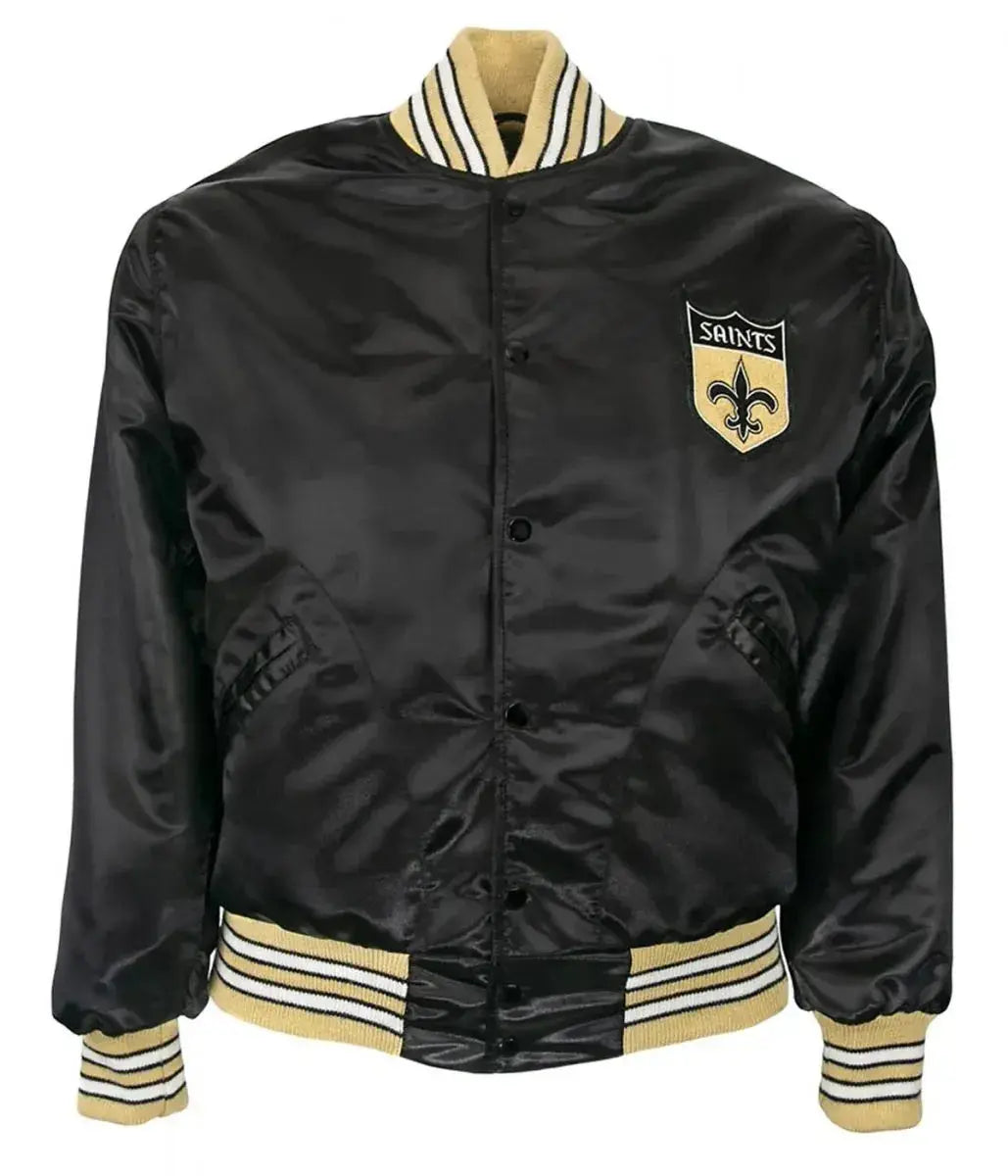 1968 New Orleans Saints Satin Black Jacket WorthVee