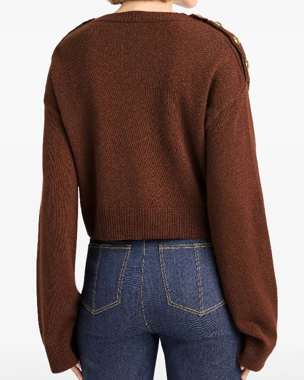 The View Sara Haines Brown Sweater With Shoulder Buttons