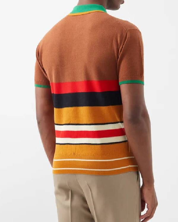 Access Daily Scott Evans Brown Striped Polo Shirt