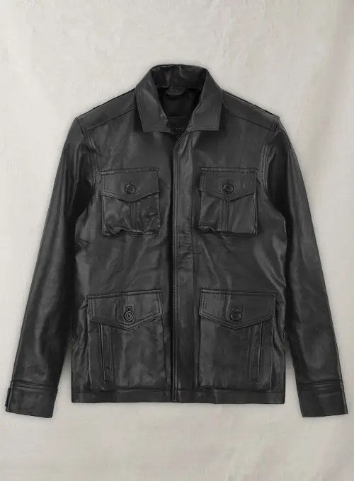 Men’s Real Leather Safari Jacket Retro Blazer Coat Sylas Black