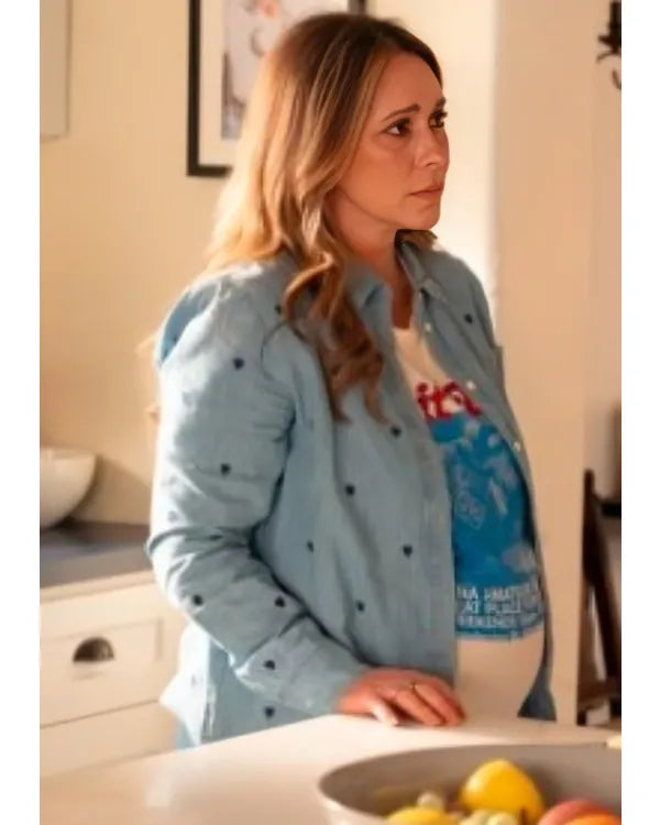 9-1-1 S08 Jennifer Love Hewitt Hearts Printed Denim Shirt - The America Jackets