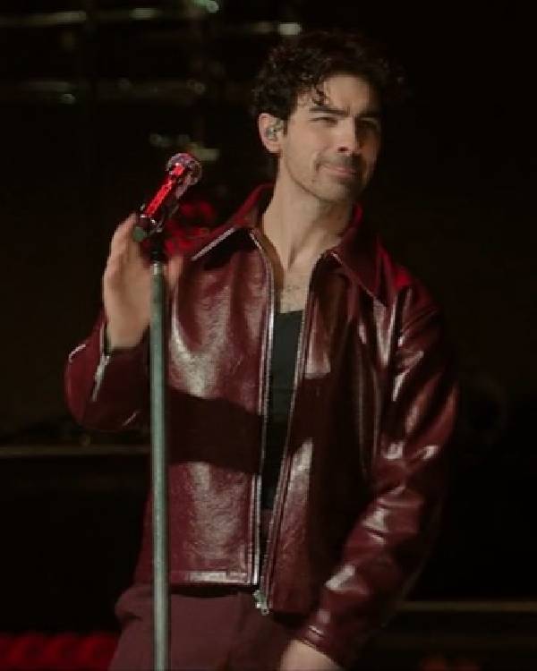 A Very Jonas Christmas Joe Jonas Burgundy Leather Jacket