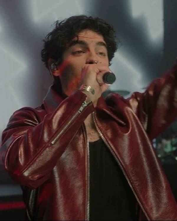 A Very Jonas Christmas Joe Jonas Burgundy Leather Jacket