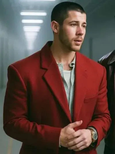 A Very Jonas Christmas Movie Nick Jonas Red Blazer