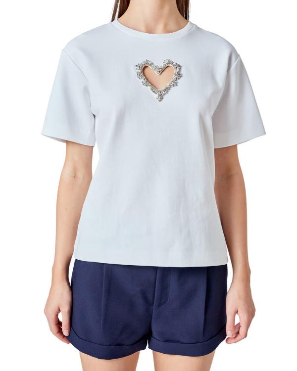 Access Hollywood Emily Orozco Embellished Heart Cutout Top