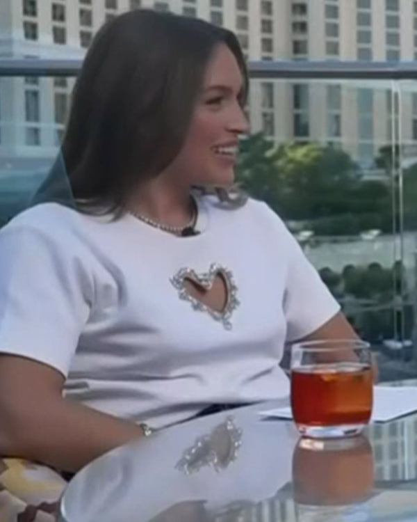 Access Hollywood Emily Orozco Embellished Heart Cutout Top