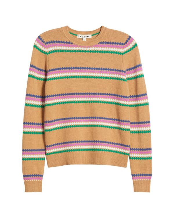 Loot S03 Stephanie Styles Brown Fair Isle Sweater