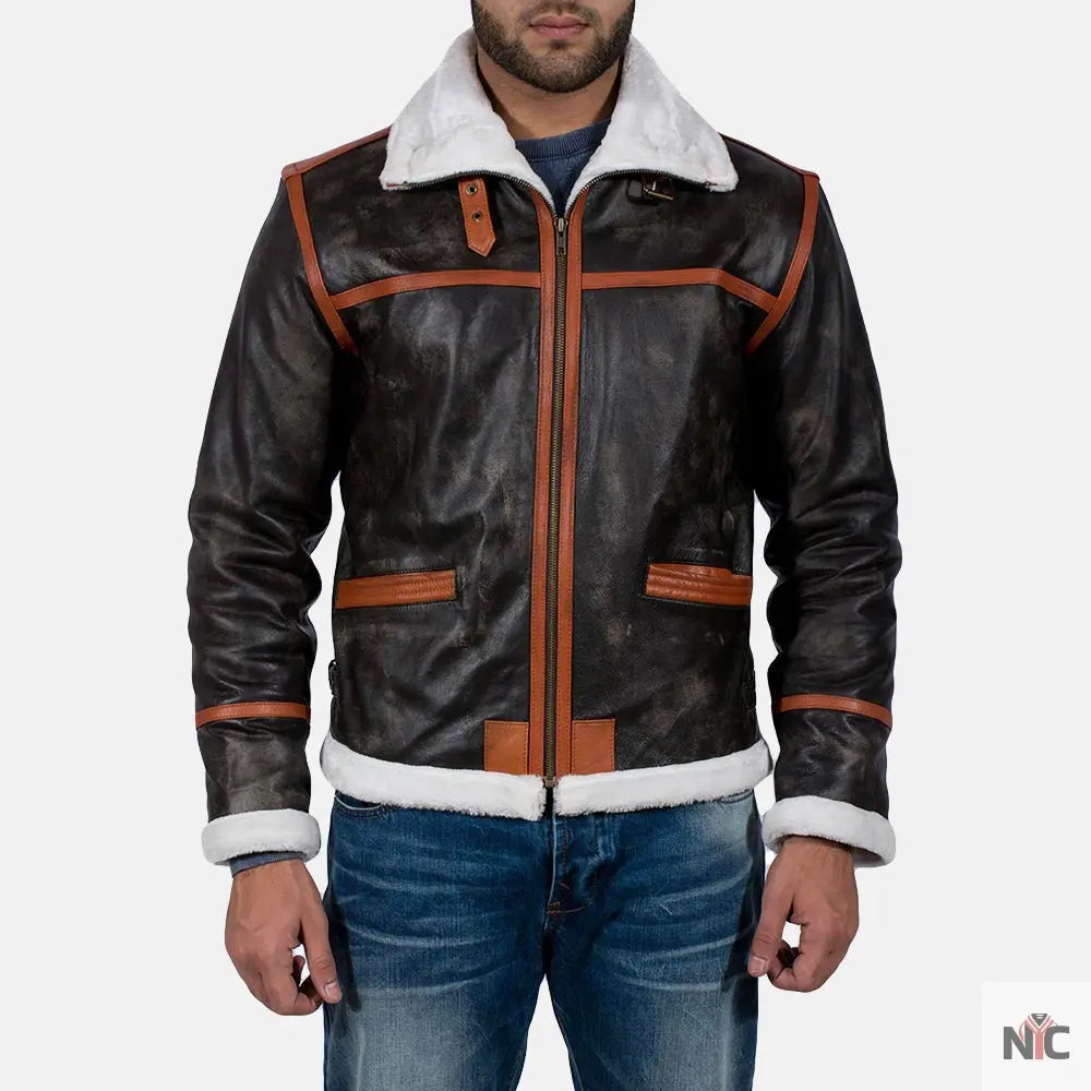 Alpine Brown Fur Leather Jacket Clanton Jacket