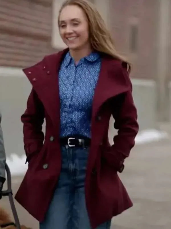 Amber Marshall My Christmas Guide 2023 Maroon Coat