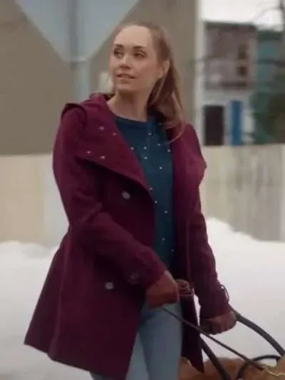 Amber Marshall My Christmas Guide 2023 Maroon Coat