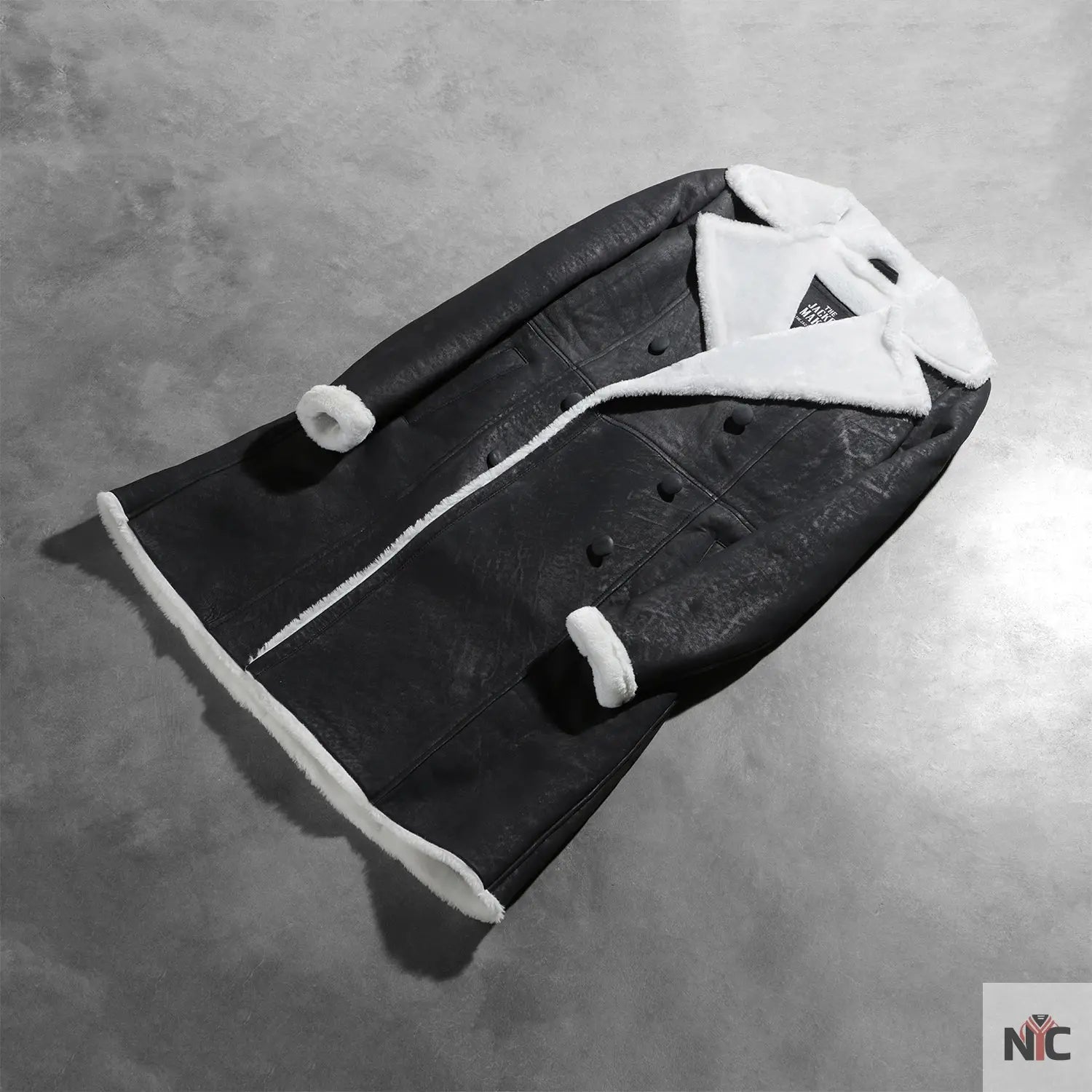 Amie Black Double Breasted Shearling Coat Clanton Jacket