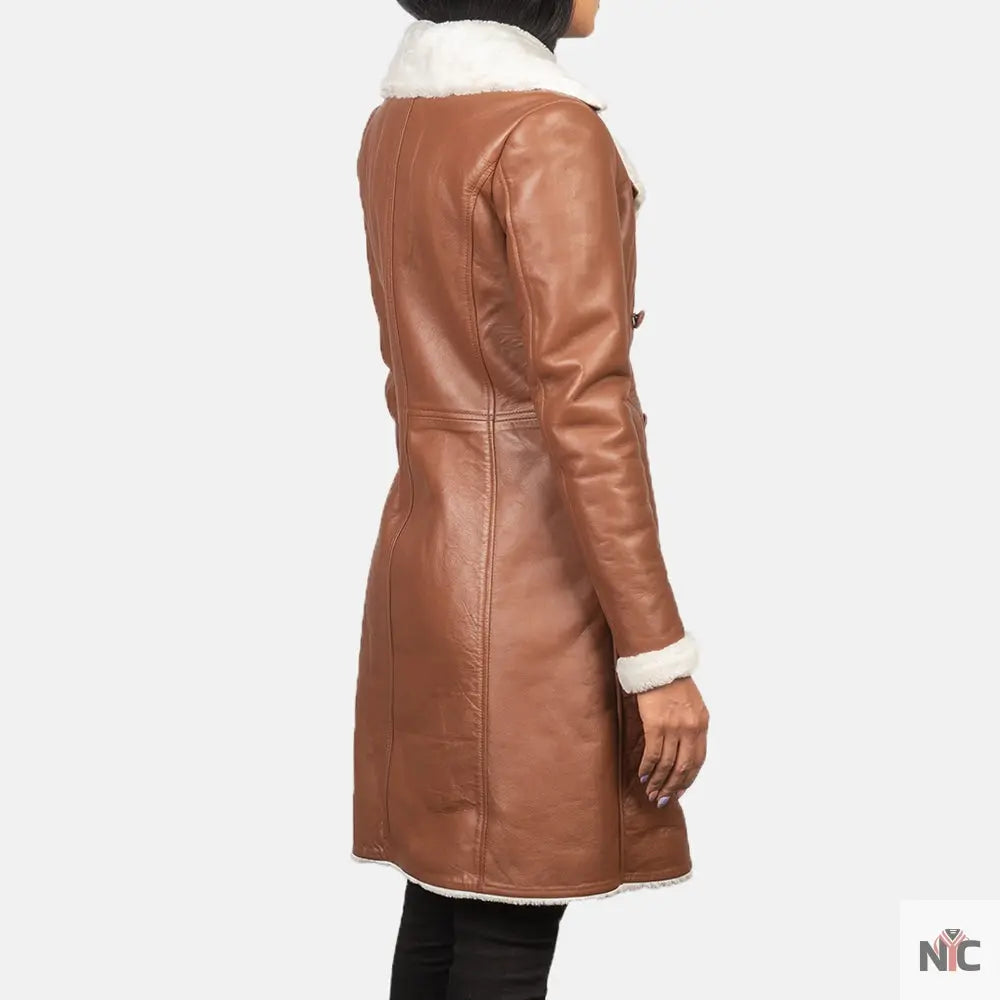 Amie Brown Double Breasted Shearling Coat Clanton Jacket