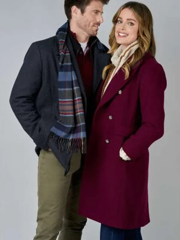 Ashley Newbrough Flipping for Christmas 2023 Maroon Coat