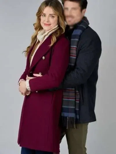 Ashley Newbrough Flipping for Christmas 2023 Maroon Coat