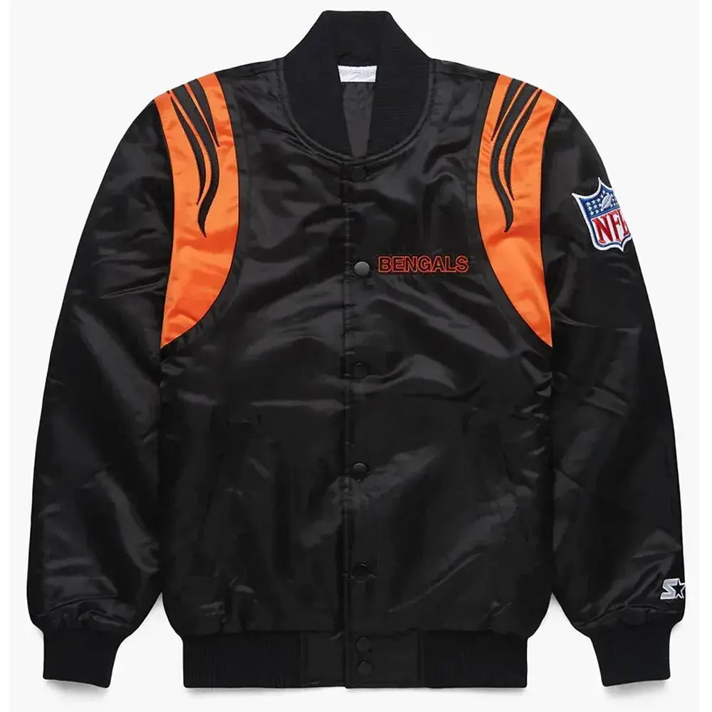 Bengals NFL Black and White Satin Jacket Rackup