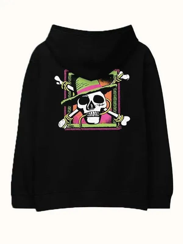 Black One Piece Printed Hoodie