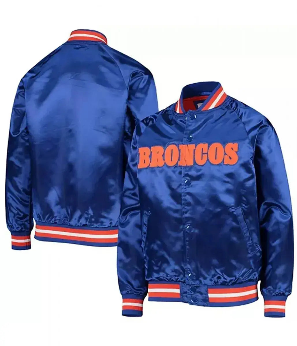 Bomber Denver Broncos Royal Blue Satin Jacket Rackup