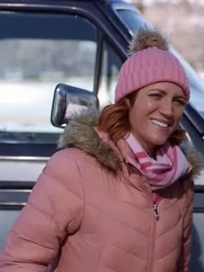Brittany Snow Christmas with the Campbells Pink Puffer Jacket