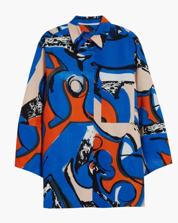 Elsbeth S03 Carrie Preston Blue Graphics Print Shirt