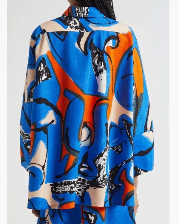 Elsbeth S03 Carrie Preston Blue Graphics Print Shirt