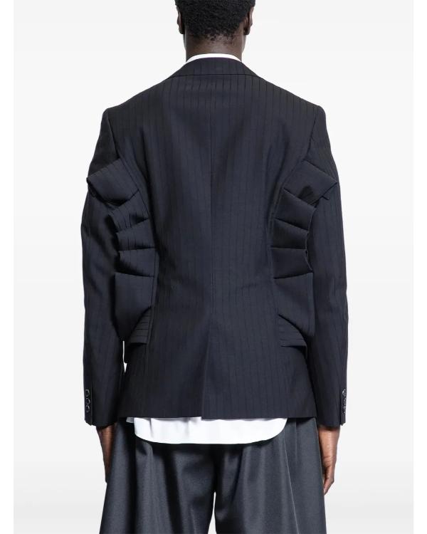 Celebrity Traitors S01 Claudia Winkleman Ruffled Pinstripe Blazer