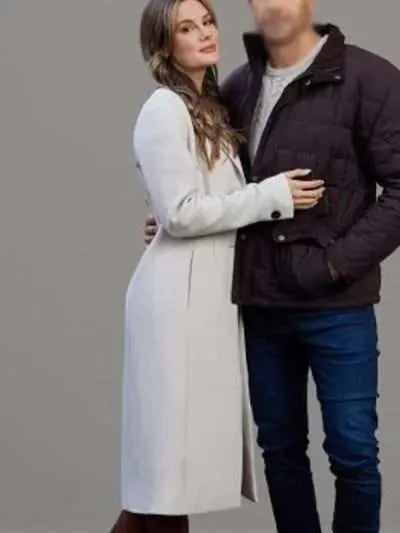 Chelsea Hobbs Navigating Christmas Trench Coat