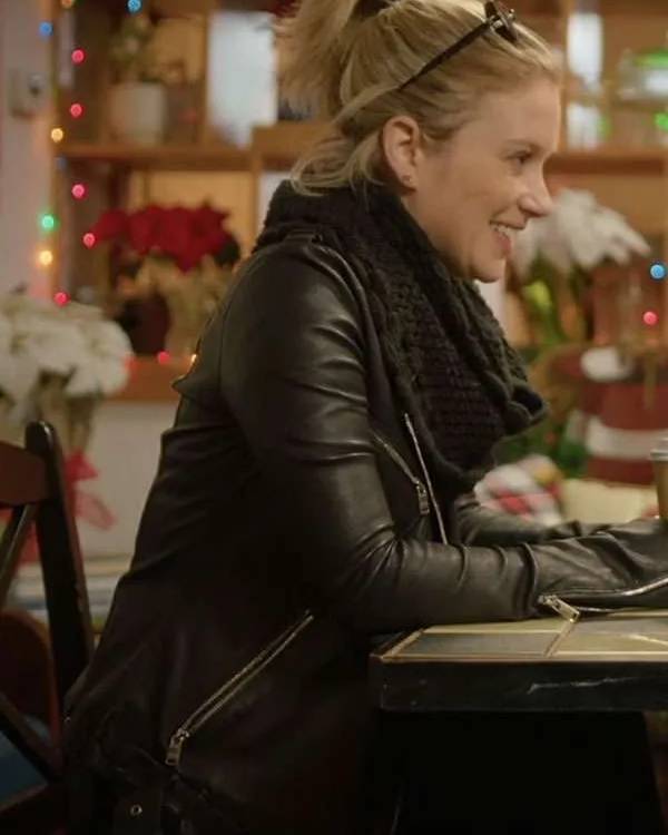 Christmas in Mistletoe Kabby Borders Leather Jacket