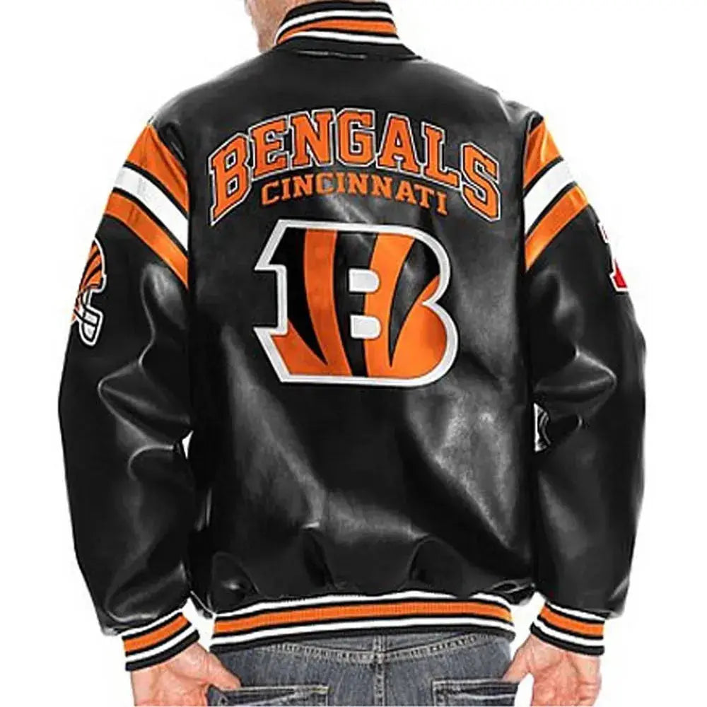 Cincinnati Bengals Leather Varsity Jacket Rackup