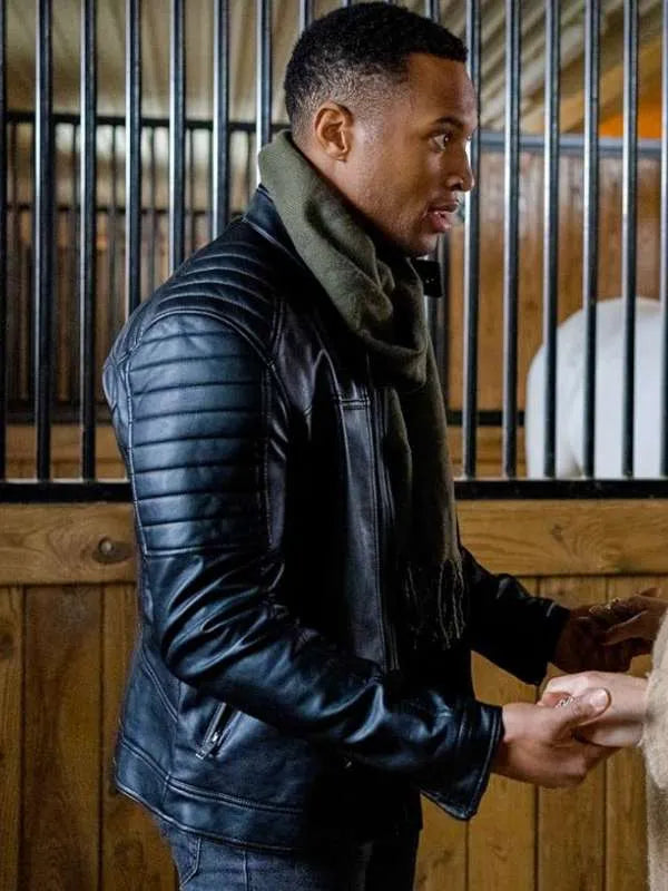 Country Hearts Christmas Brendan Morgan Black Leather Jacket