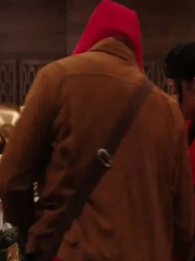 Devale Ellis Meet Me Next Christmas Brown Leather Jacket