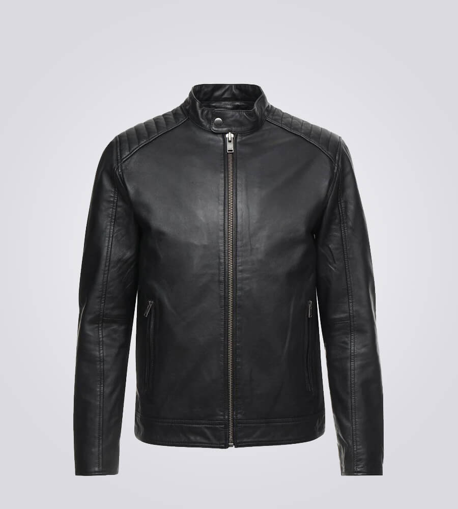 Ethan Men’s Casual Black Racer Leather Jacket