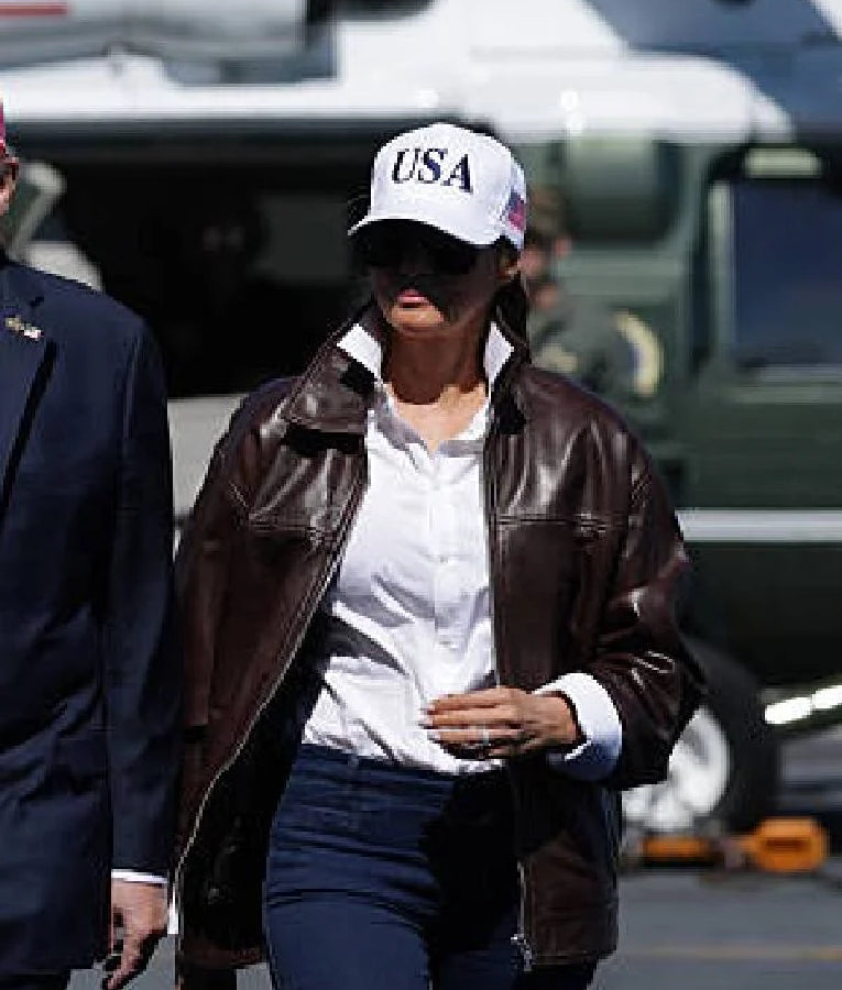 Melania Trump Brown Leather Jacket