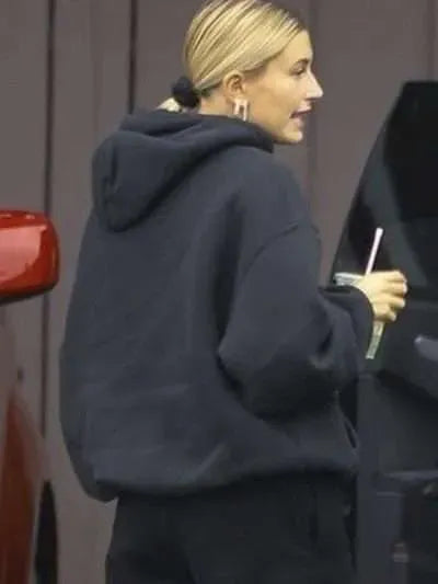 Hailey Bieber Street Style Black Oversized Hoodie
