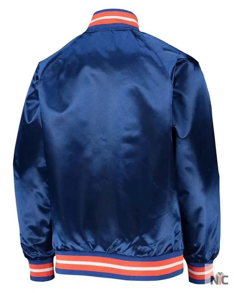 Hardwood Classics NY Knicks Blue Satin Jacket Clanton Jacket