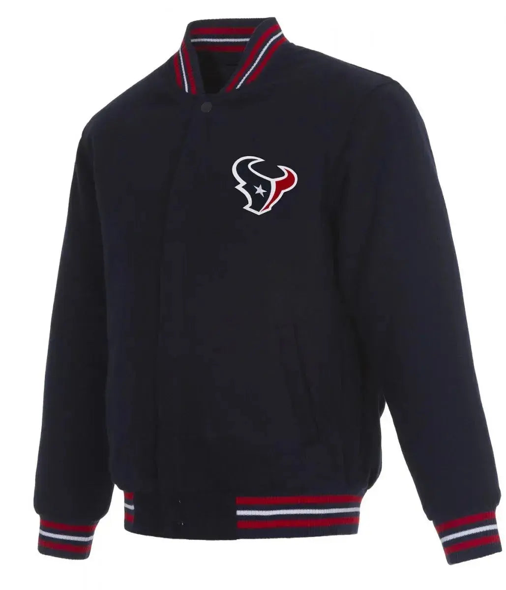 Houston Texans Navy Blue Bomber Wool Jacket Rackup
