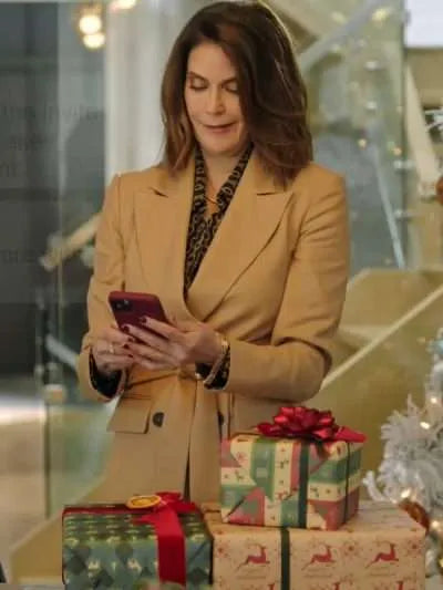 How to Fall in Love by Christmas 2023 Teri Hatcher Brown Coat