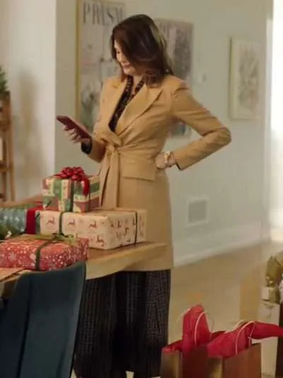 How to Fall in Love by Christmas 2023 Teri Hatcher Brown Coat