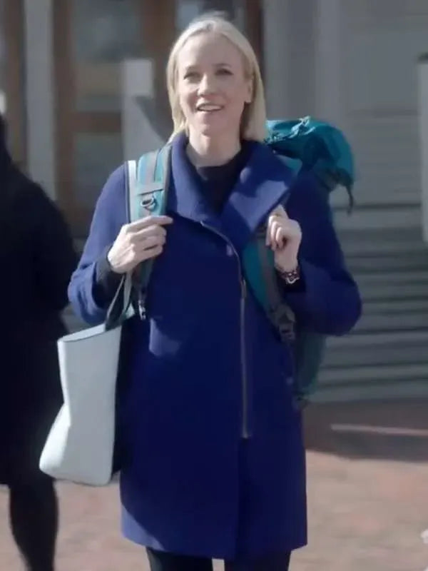 Jessy Schram Mystic Christmas 2023 Blue Coat