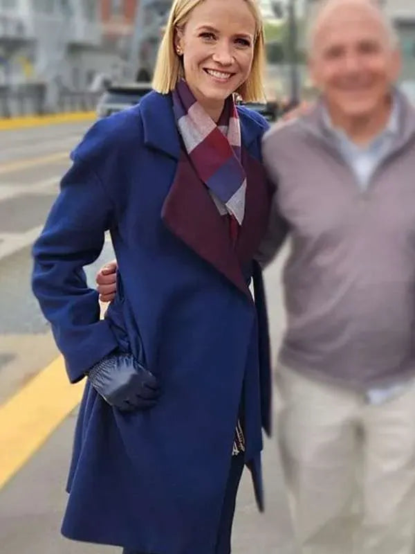 Jessy Schram Mystic Christmas Blue Coat