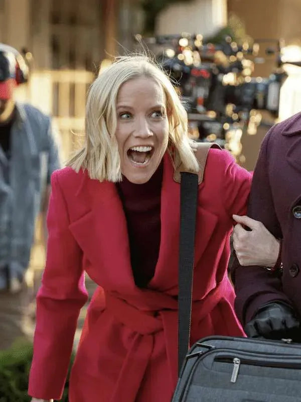 Jessy Schram Mystic Christmas Red Wool Coat