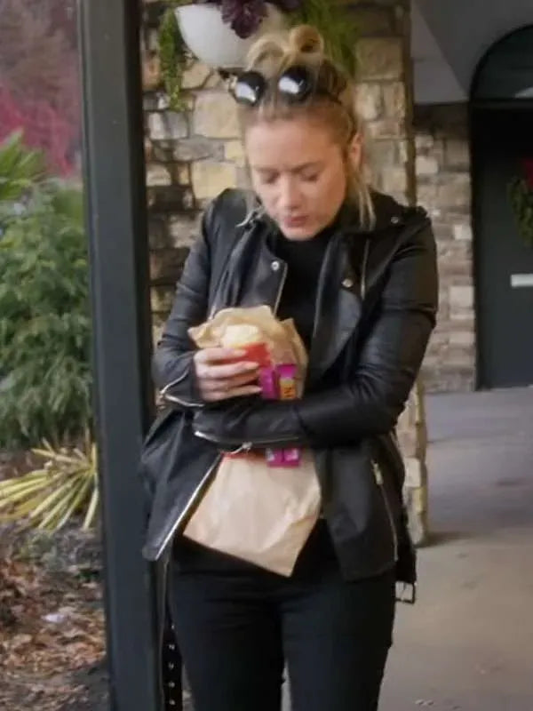 Kabby Borders Christmas in Mistletoe Black Leather Jacket