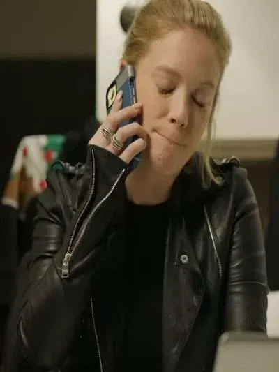 Kabby Borders Christmas in Mistletoe Black Leather Jacket