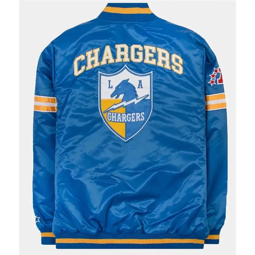 LA Chargers 30th Anniversary Blue Satin Varsity Jacket Rackup