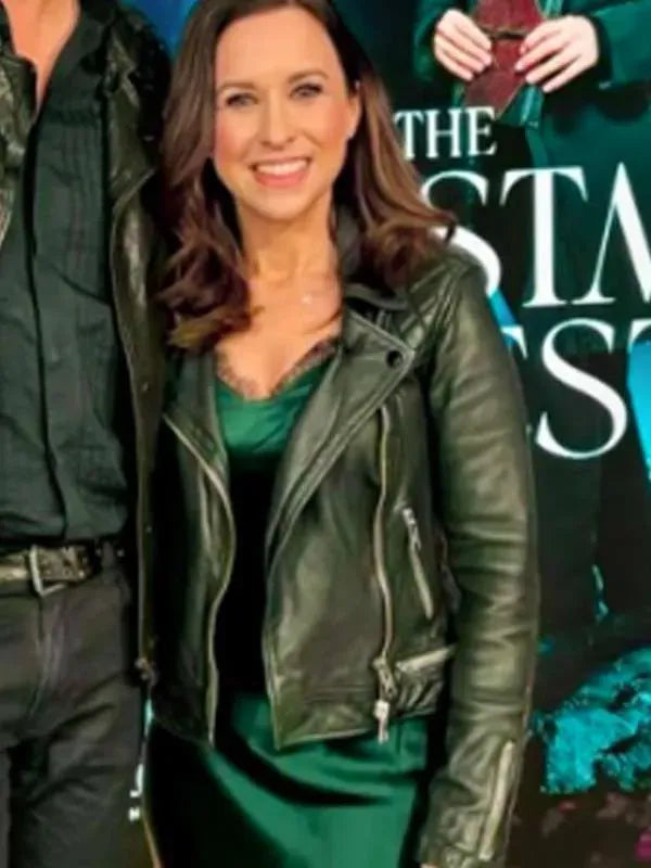 Lacey Chabert The Christmas Quest 2024 Black Leather Jacket