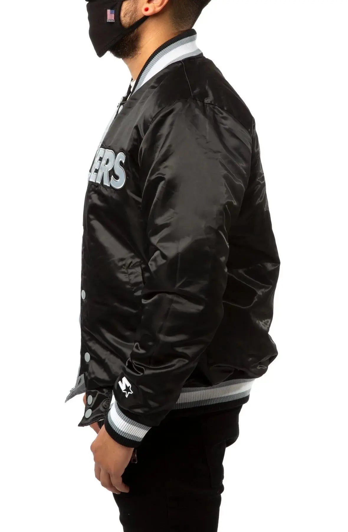 Las Vegas Raiders Black And Grey Satin Jacket WorthVee