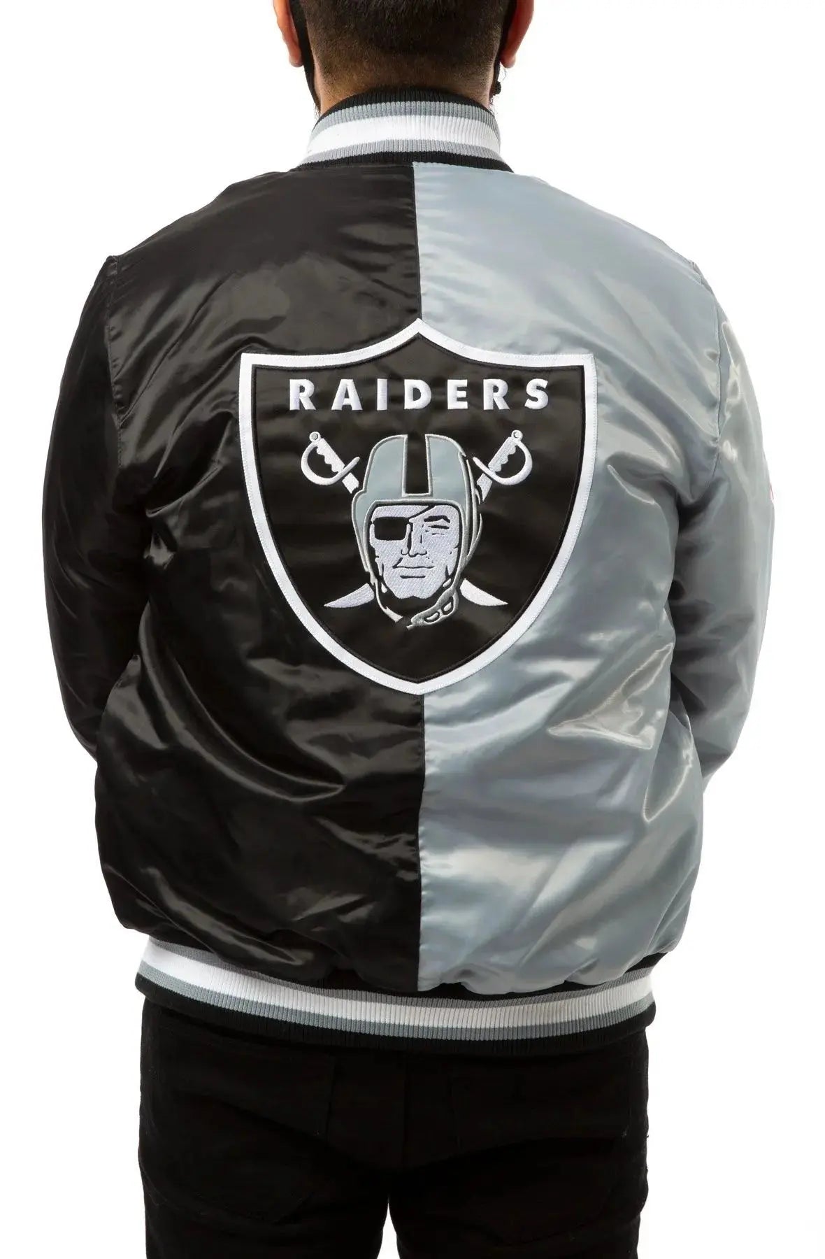 Las Vegas Raiders Black And Grey Satin Jacket WorthVee