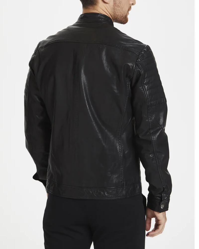 Davis Cafe Racer Black Leather Jacket