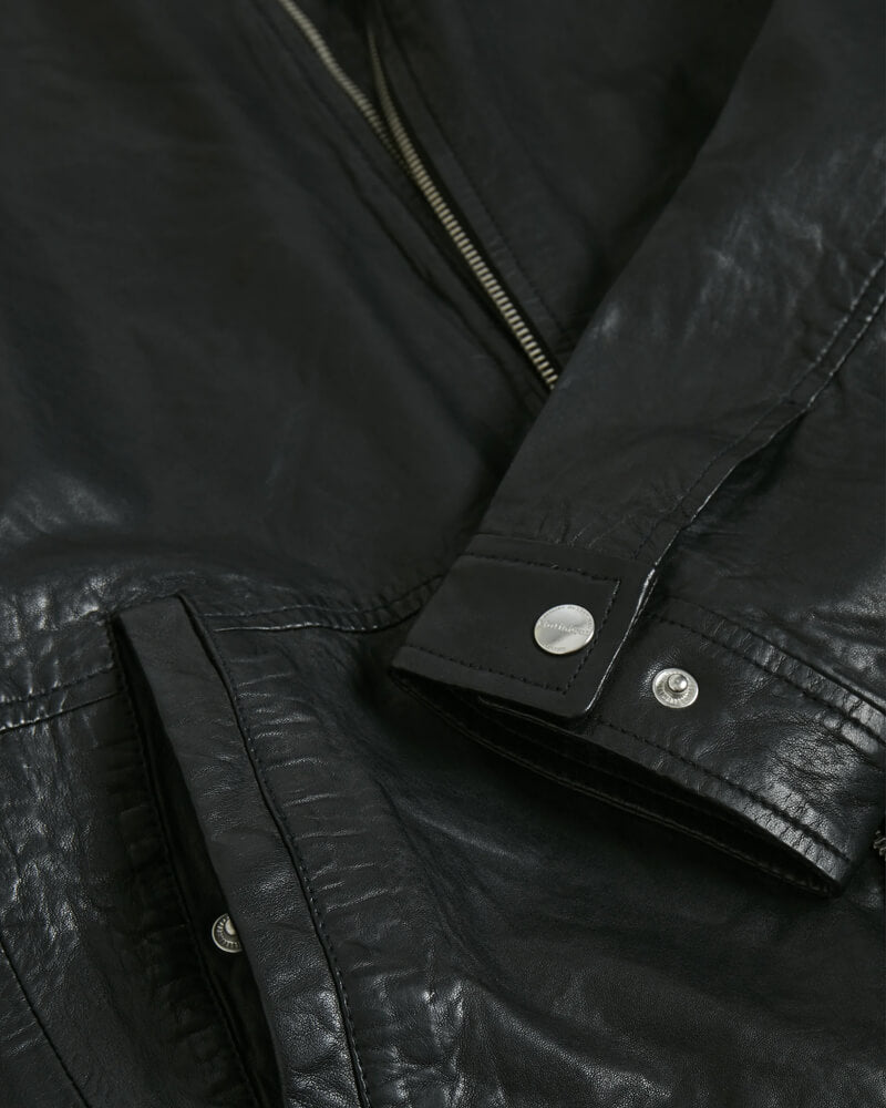Davis Cafe Racer Black Leather Jacket