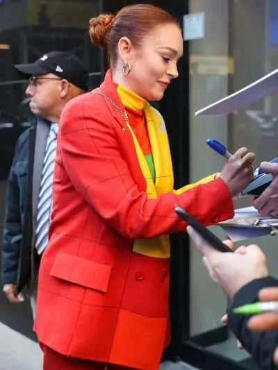 Lindsay Lohan Falling for Christmas Multi Color Blazer Coat