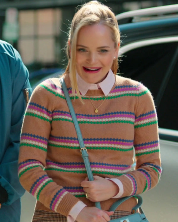 Loot S03 Stephanie Styles Brown Fair Isle Sweater